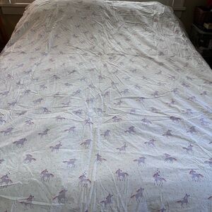 Pottery Barn Kids Twin White pink unicorn organic cotton sheet